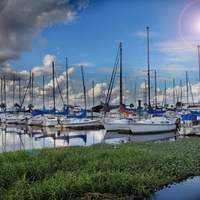Boat marina off shore
