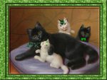 "Irish Mom with her three kittens"
