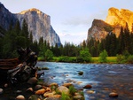 Merced River, El Capitan and Bridalveil, Yosemite National Park, California